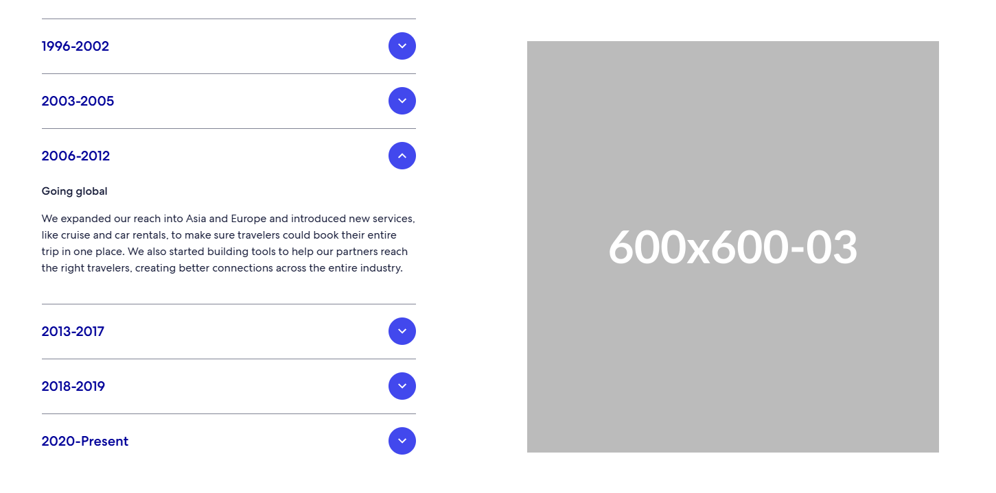 Timeline accordion screenshot