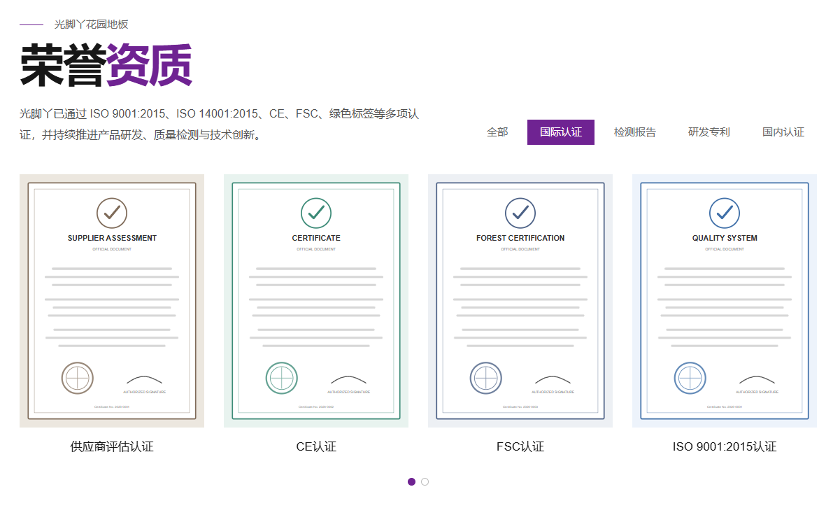 Section 04 荣誉资质证书轮播预览图